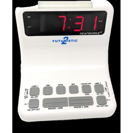 Harris Dual Alarm Clock w/Flashing or Steady Light mode & Dual USB Charging Ports, White HA299035